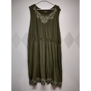 Croft & Barrow green sleeveless dress with cutwork detail
